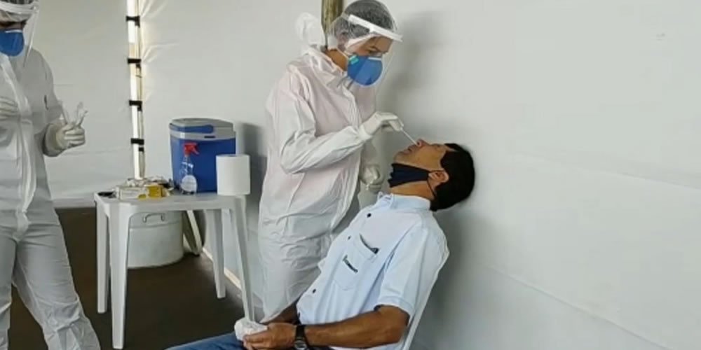 Empresas fazem teste de Covid-19 em funcionários, em Rio Verde — Foto Reproduçao-TV Anhanguera