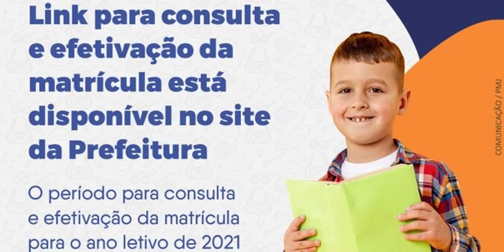 Link para consulta e efetivação da matrícula está disponível no site da Prefeitura