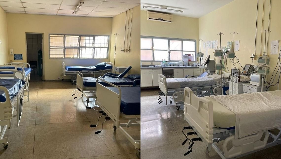 Enfermaria vazia após mais de 17 meses leites Covid ficaram vazios em Jataí