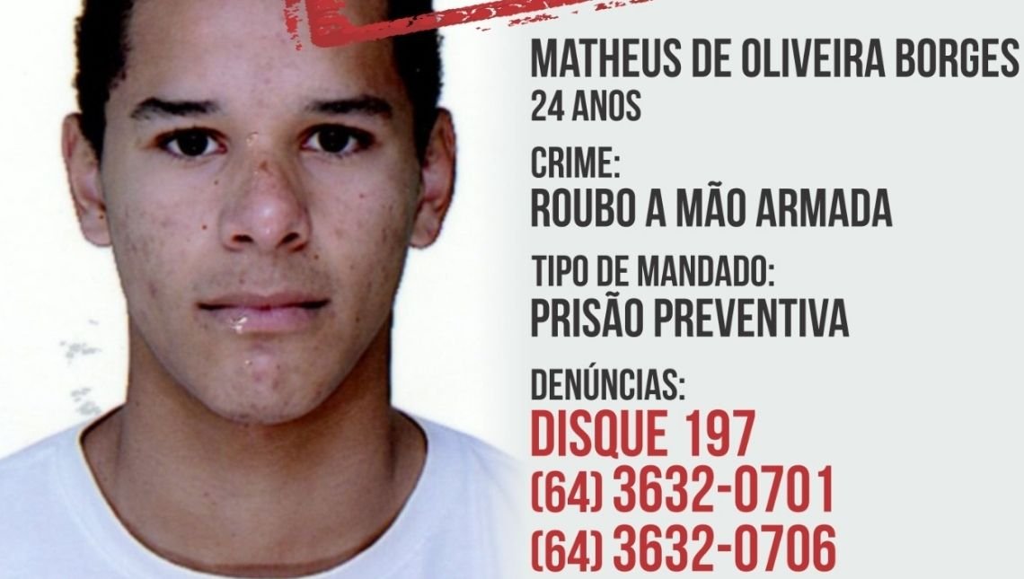 Polícia Civil de Jataí está a procura de foragido que foi indiciado por assalto a mão armada