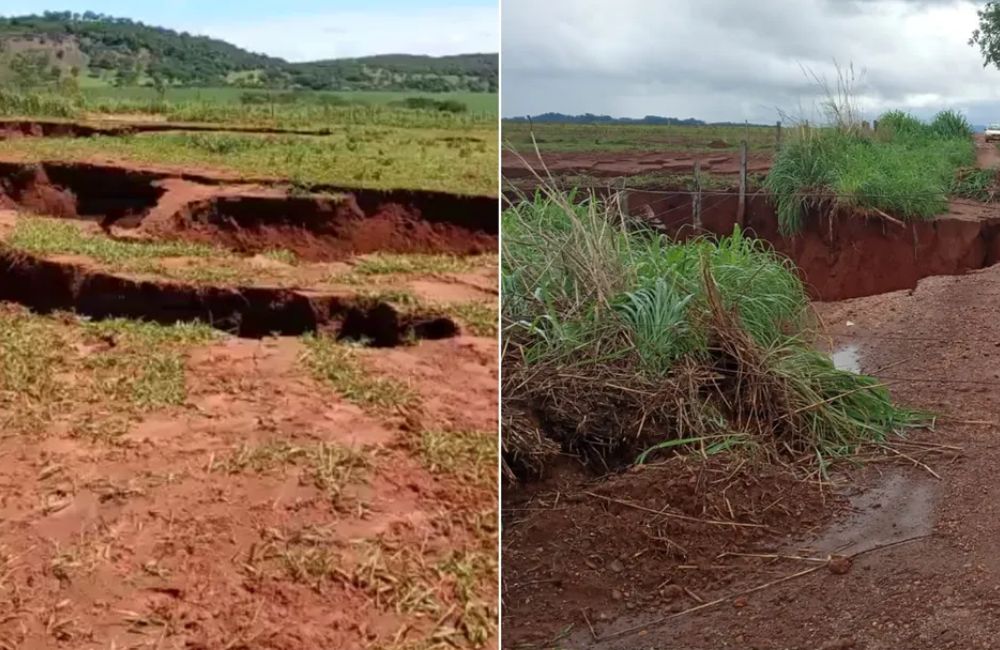 Crateras que surpreenderam moradores de fazenda em Goiás não são comuns e podem indicar a existência de cavernas, diz especialista