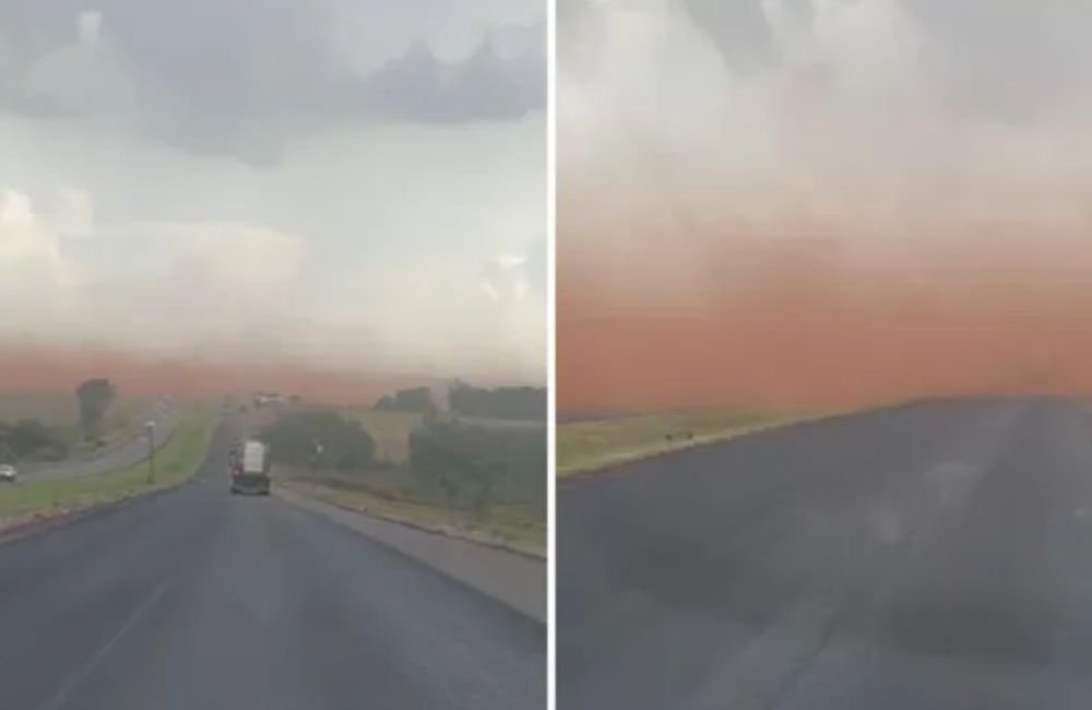 BR-060: nuvem de poeira cobre parte de rodovia entre Rio Verde e Acreúna