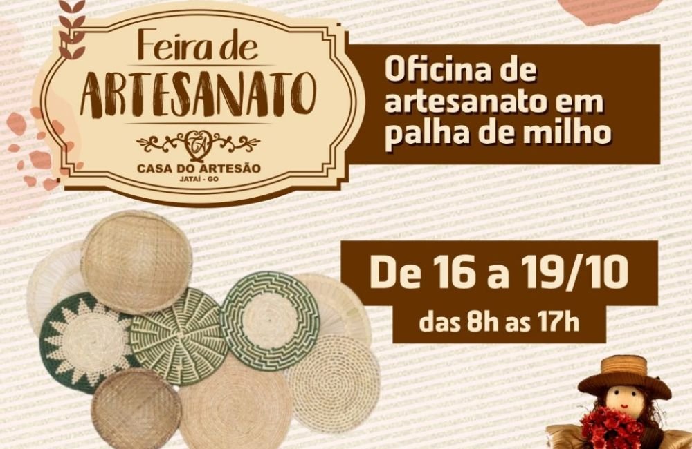 Casa do Artesão realizará Oficina de Artesanato em Palha de Milho com a Artista Marcia Suriano