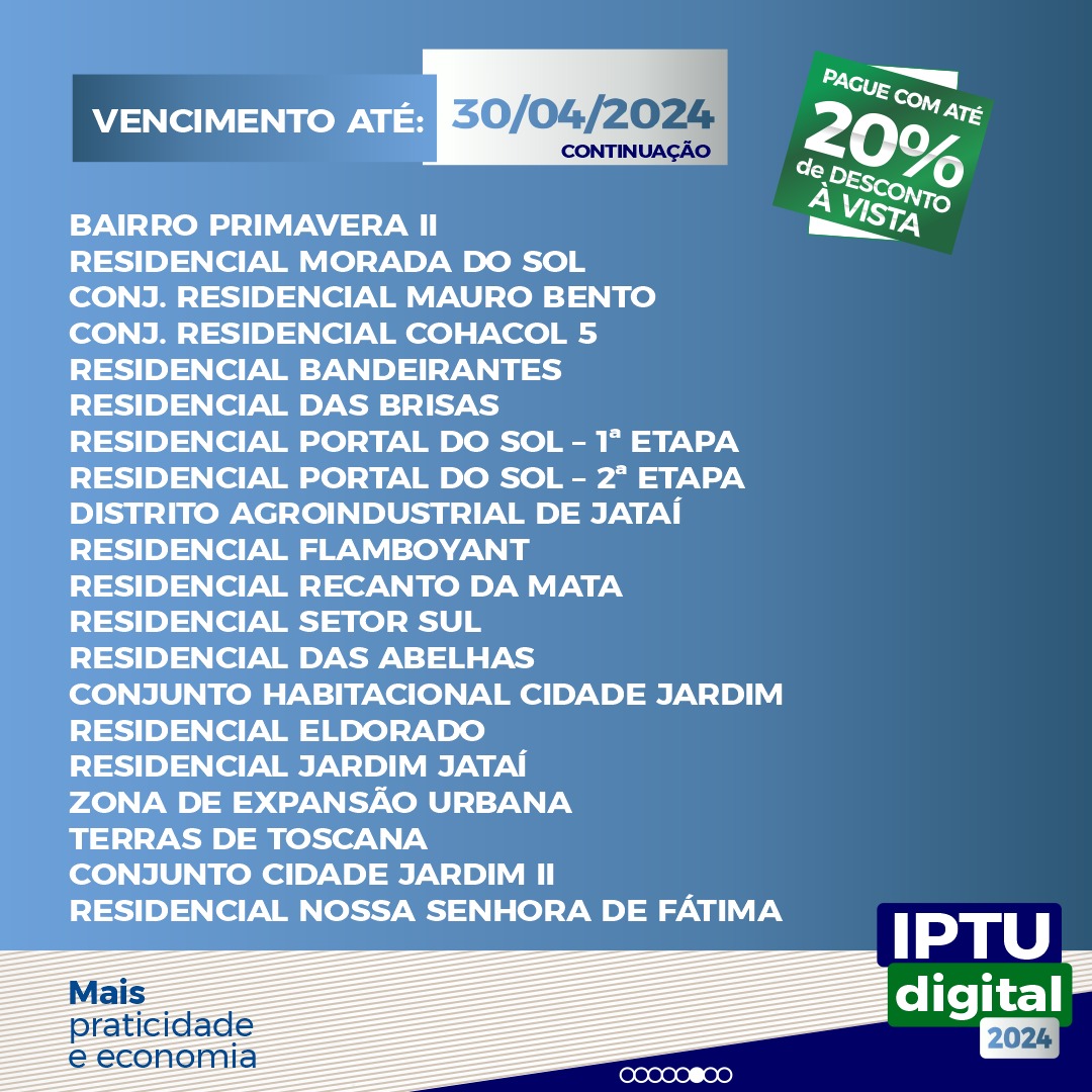 Vencimentos do IPTU 2024 começam a partir de 15/03, confira o