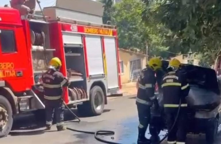 Bombeiros Contêm Incêndio em Veículo no Setor Santa Terezinha