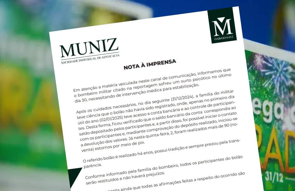 Participantes do bolão da Mega da Virada começam a ser reembolsados, informa família de bombeiro goiano