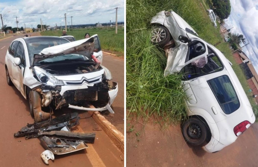 Idoso avança sinal e causa colisão em Jataí, duas pessoas ficam feridas