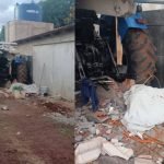 Homem perde controle do trator, atropela cunhado e destrói casa