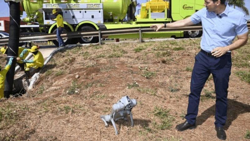 Cão robô auxilia em manutenção de dutos em rodovias estaduais em Goiás