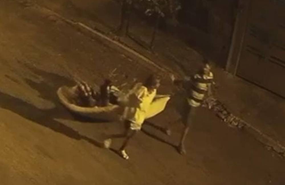VÍDEO | Casal furta vaso de planta no Centro de Jataí e moradores denunciam série de crimes semelhantes