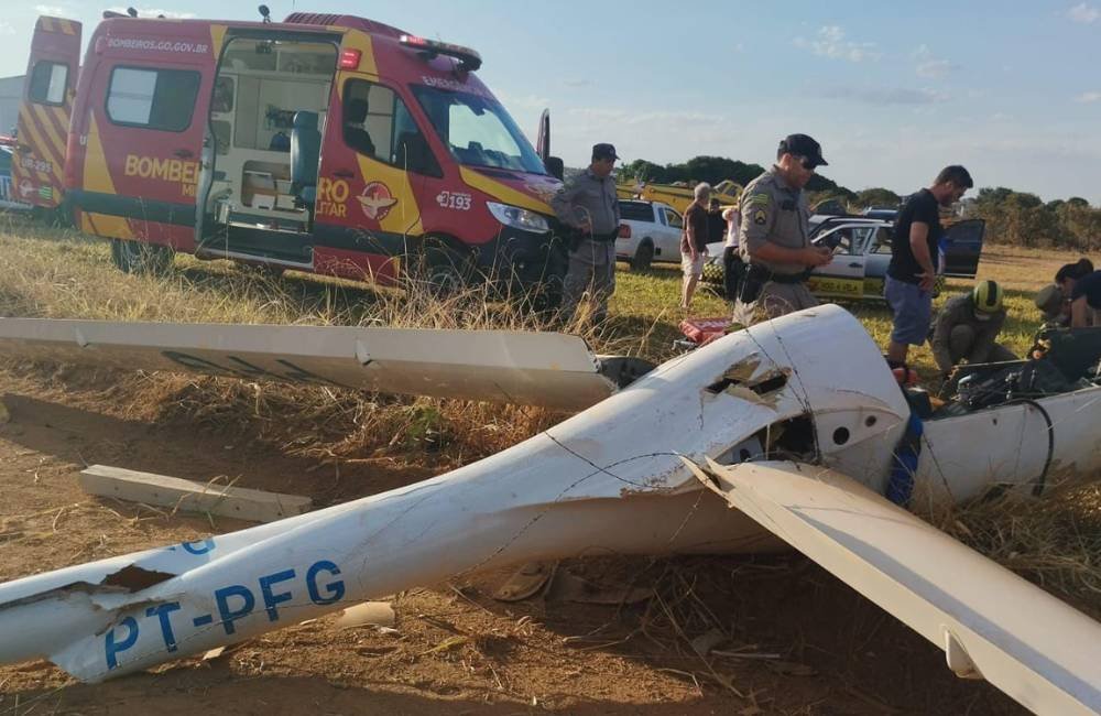 Queda de planador na cabeceira da pista do aeroporto de Formosa deixa piloto de 45 anos ferido