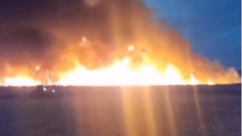 VÍDEO | Incêndio atinge fazenda arrendada para cana e mobiliza bombeiros e voluntários em Jataí