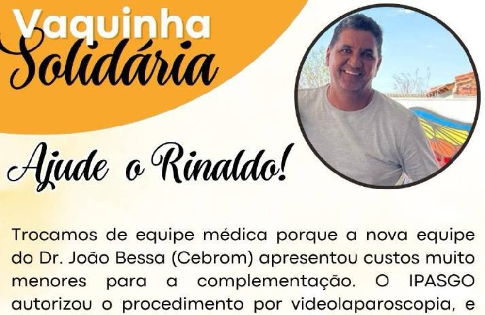 Vaquinha solidária mobiliza Jataí para salvar a vida de Rinaldo