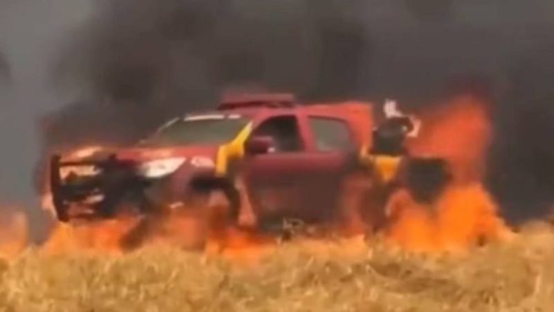 Viatura do Corpo de Bombeiros é destruída por incêndio em fazenda
