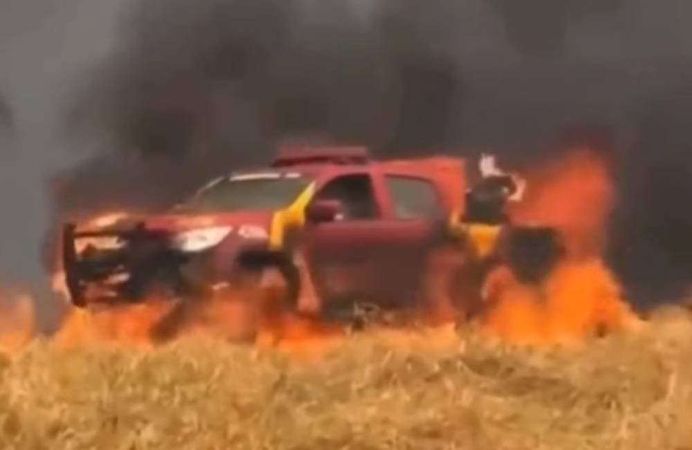 Viatura do Corpo de Bombeiros é destruída por incêndio em fazenda