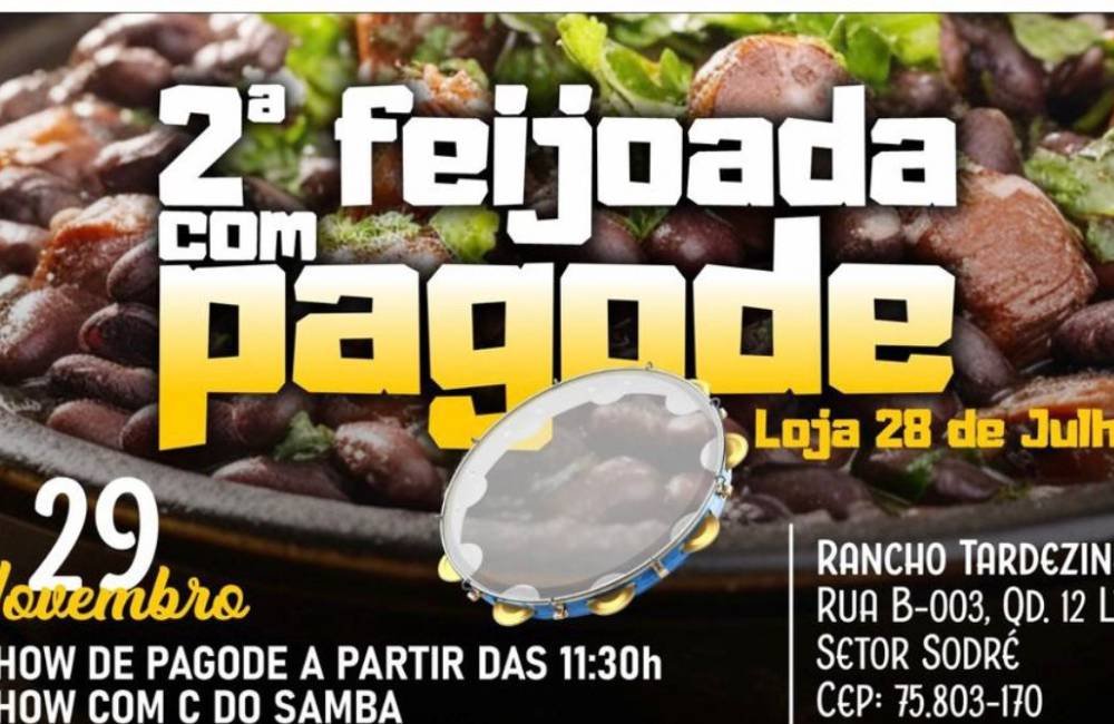 AGENDA| 2ª Feijoada com Pagode promete música e confraternização neste sábado em Jataí
