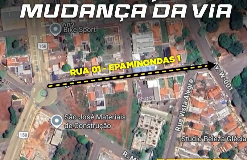 Rua 01 no Setor Epaminondas I terá novo sentido de circulação a partir de 8 de dezembro