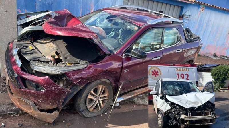 VÍDEO| Avanço de pare termina em forte batida entre Fiat Toro e Ford Ka