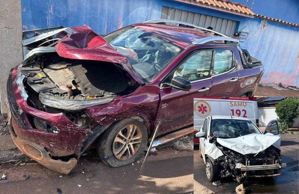 VÍDEO| Avanço de pare termina em forte batida entre Fiat Toro e Ford Ka