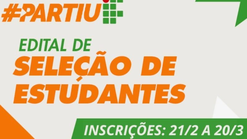 IFG abre 720 vagas com bolsa de R$ 200 no Programa PartiuIF