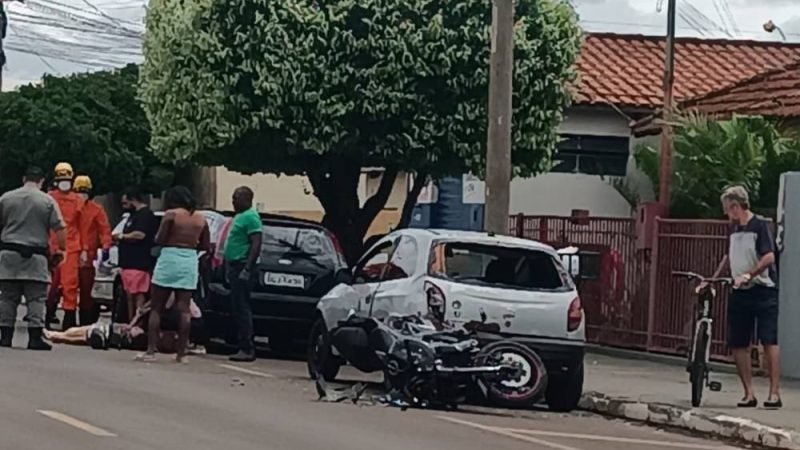 VÍDEO| Acidente de trânsito em Jataí deixa motociclista ferido