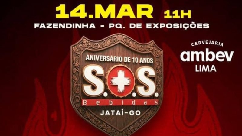 AGENDA | SOS Bebidas celebra 10 anos com open churrasco, shows e programação especial em Jataí
