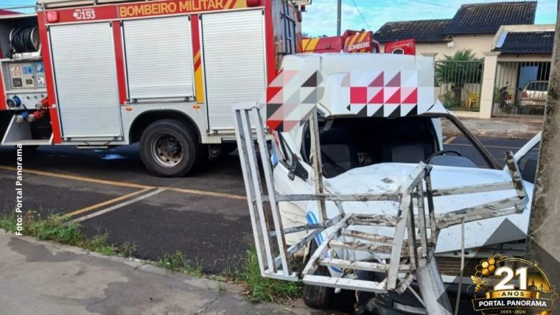 Acidente com furgão Fiat Uno deixa vítima ferida no Setor Sul, em Jataí