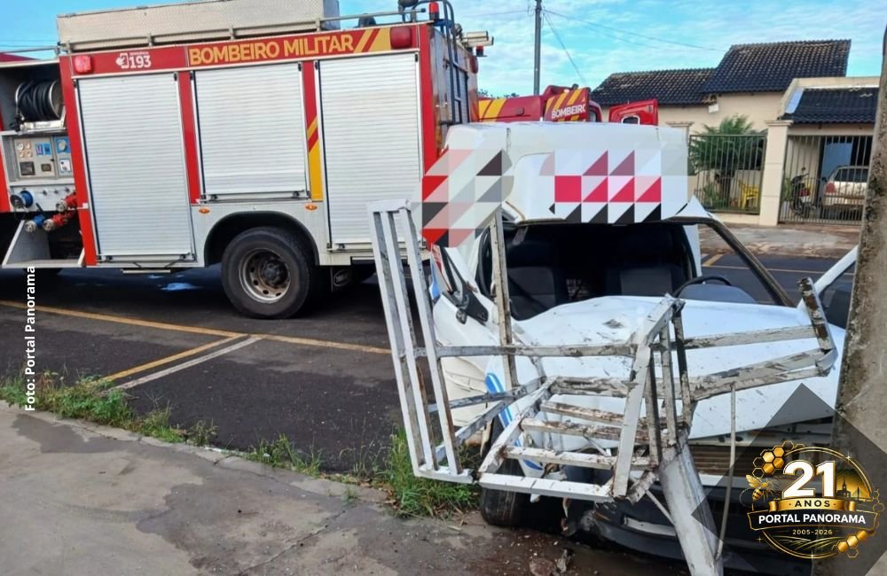 Acidente com furgão Fiat Uno deixa vítima ferida no Setor Sul, em Jataí