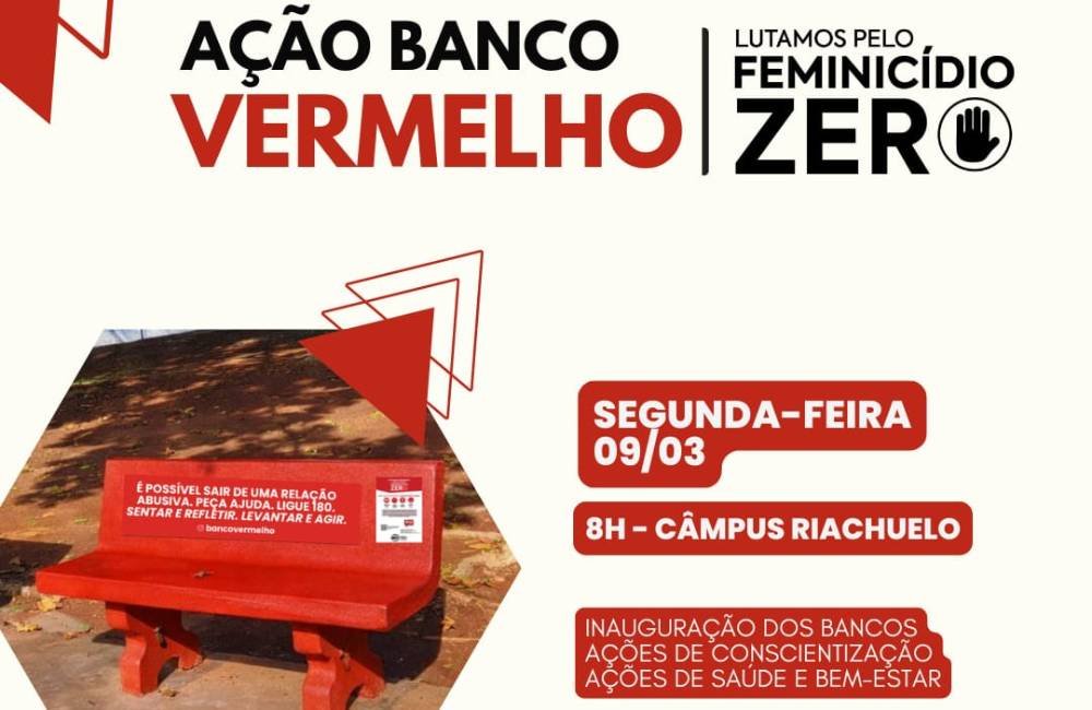 Banco Vermelho na UFJ marca mobilização contra a violência e o feminicídio em Jataí