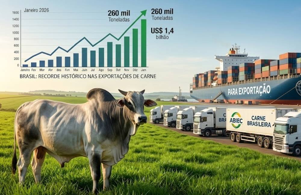 Exportações de carne bovina iniciam 2026 em ritmo recorde