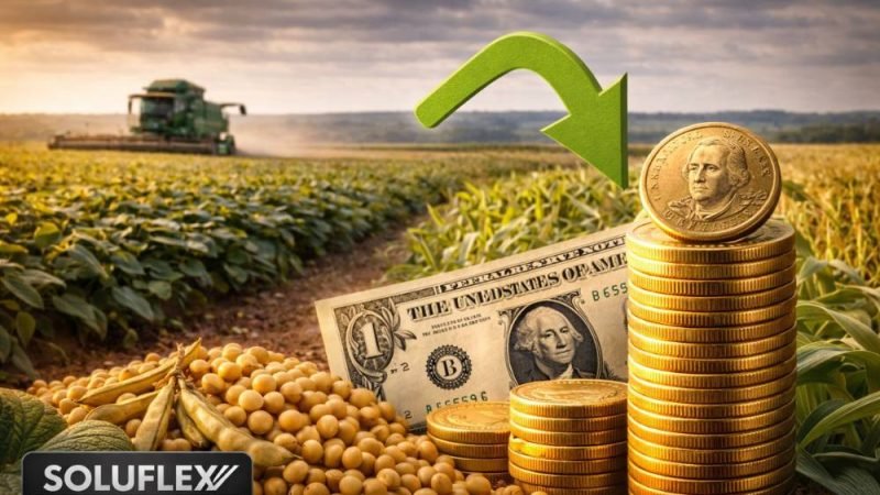 Soja oscila e dólar recua nas cotações do agro em Jataí