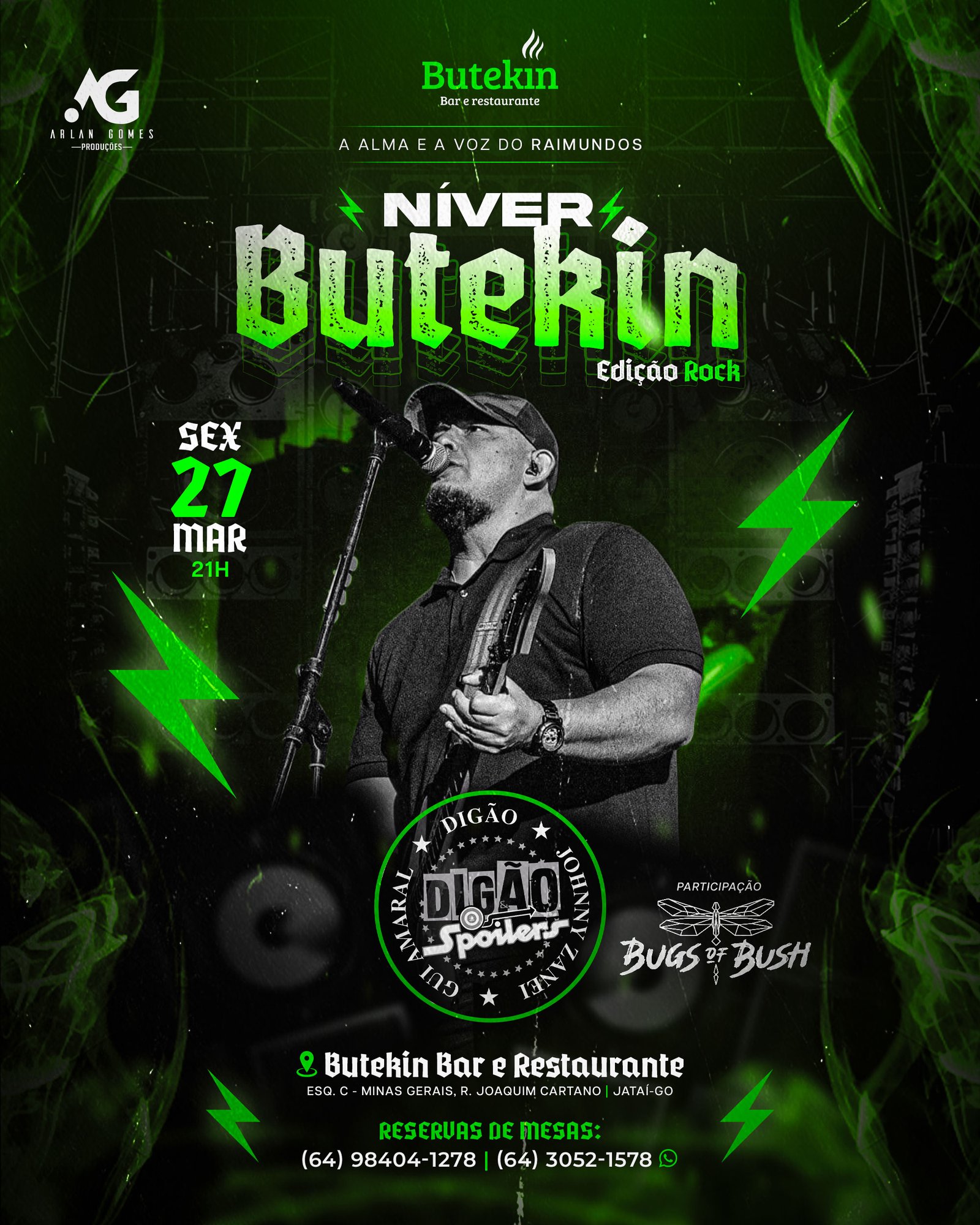 Cartaz do evento Niver Butekin Edição Rock com show da banda Digão Spoilers no Butekin Bar e Restaurante em Jataí