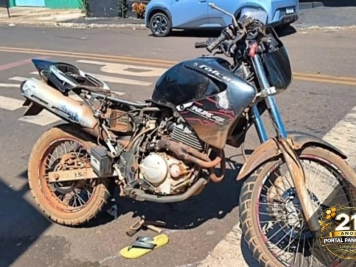 Colisão entre carro e motocicleta deixa jovem ferido na Vila Progresso, em Jataí