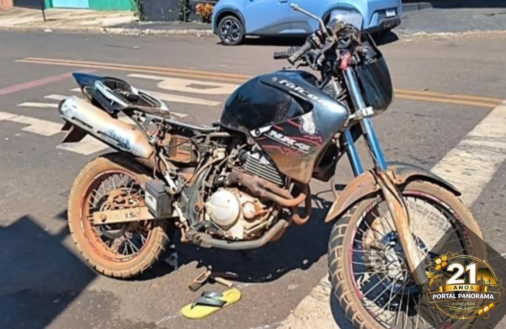 Colisão entre carro e motocicleta deixa jovem ferido na Vila Progresso, em Jataí