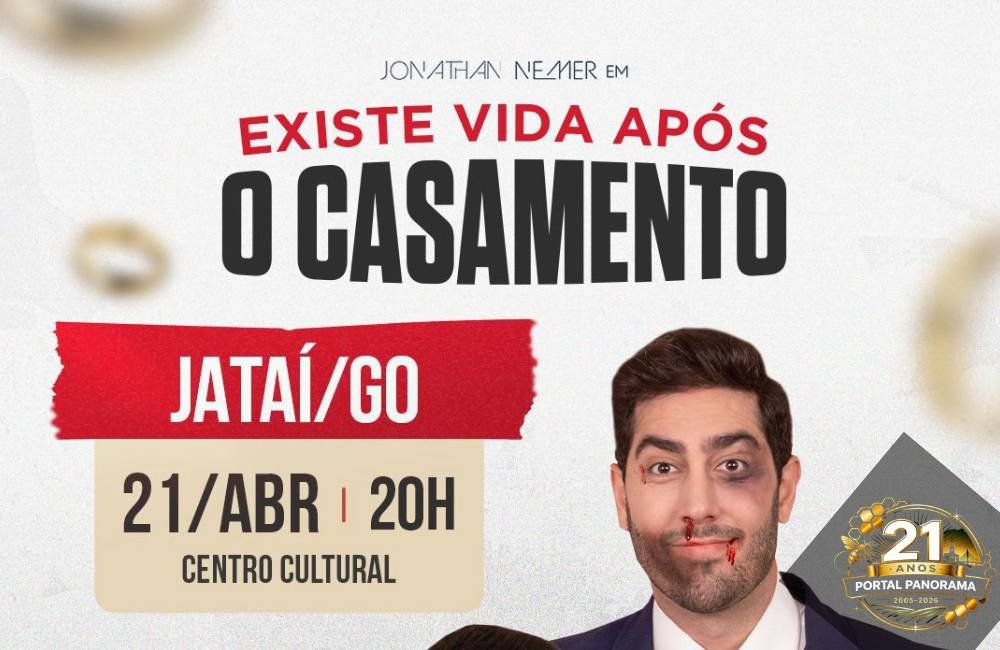 Jonathan Nemer em cartaz do show Existe Vida Após o Casamento em Jataí GO