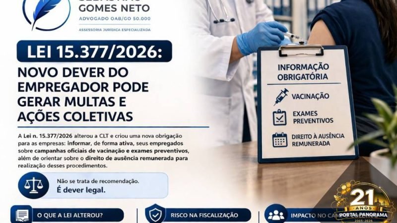 Nova lei altera CLT e obriga empresas a informarem funcionários sobre vacinação e exames preventivos