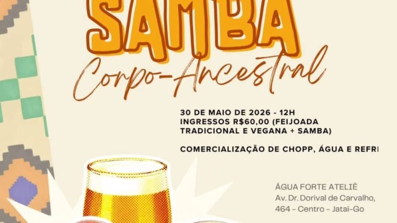 AGENDA| Feijoada com samba movimenta agenda cultural de Jataí no dia 30 de maio