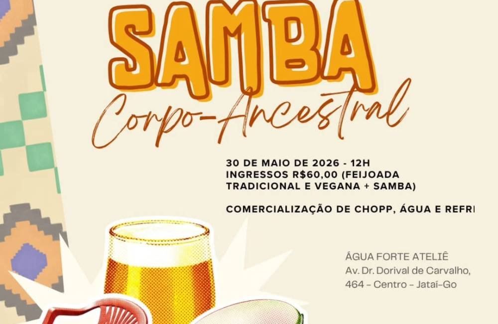 AGENDA| Feijoada com samba movimenta agenda cultural de Jataí no dia 30 de maio