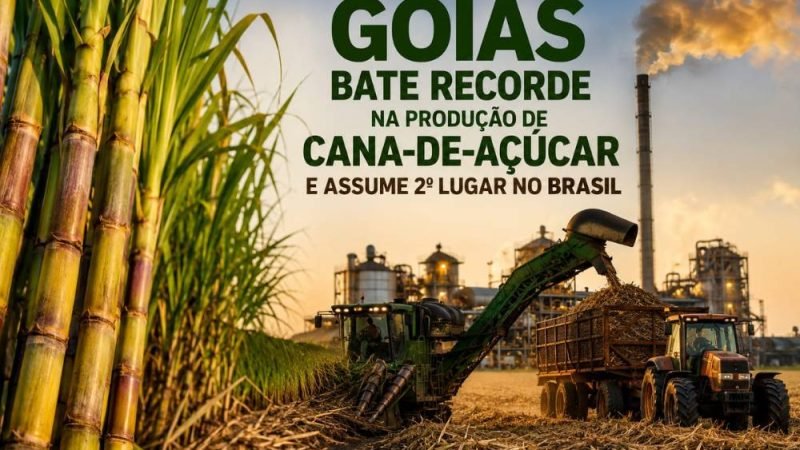 Goiás bate recorde na produção de cana-de-açúcar e assume 2º lugar no Brasil