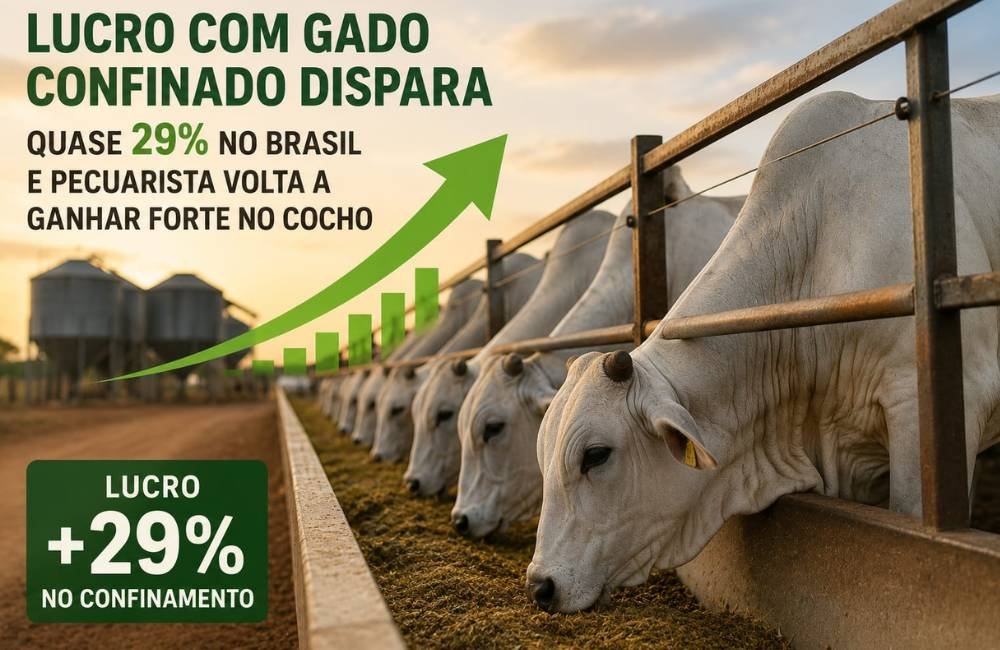 Lucro com gado confinado cresce quase 29% e anima pecuaristas brasileiros