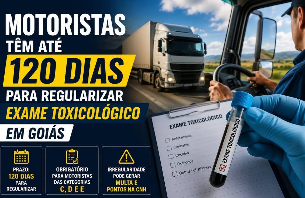 Motoristas têm até 120 dias para regularizar exame toxicológico em Goiás