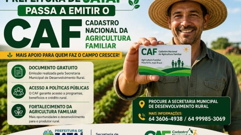 Prefeitura de Jataí passa a emitir Cadastro Nacional da Agricultura Familiar