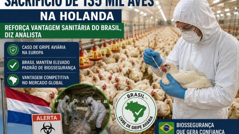 Sacrifício de 135 mil aves na Holanda reforça vantagem sanitária do Brasil, avalia analista