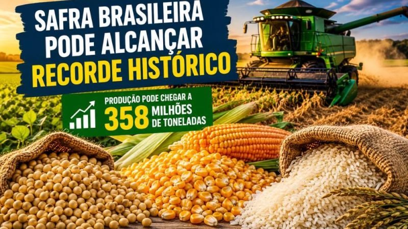Safra brasileira de grãos pode bater novo recorde e chegar a 358 milhões de toneladas