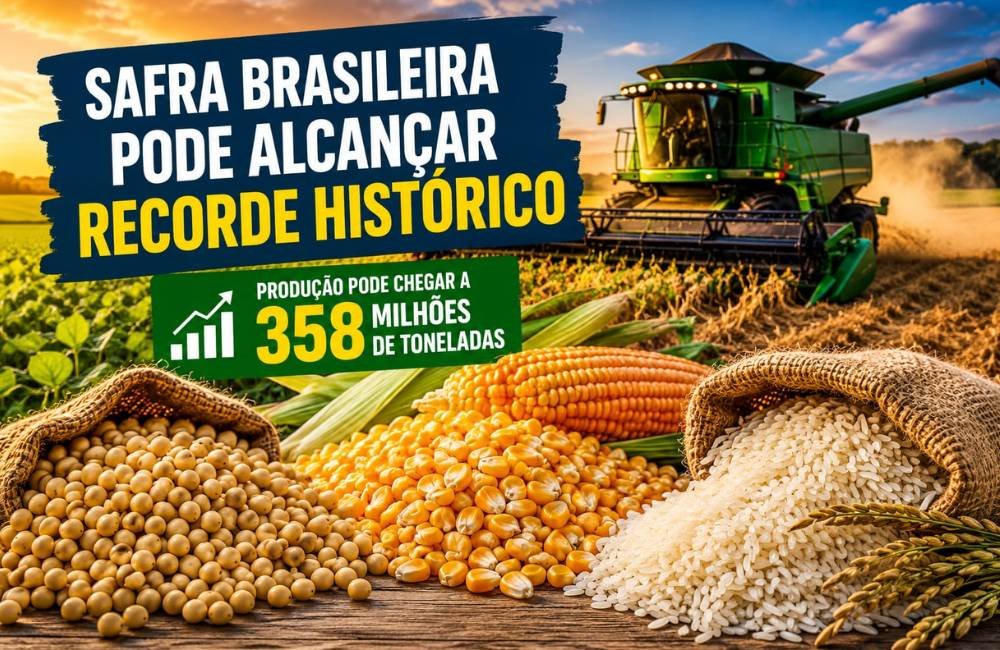 Safra brasileira de grãos pode bater novo recorde e chegar a 358 milhões de toneladas