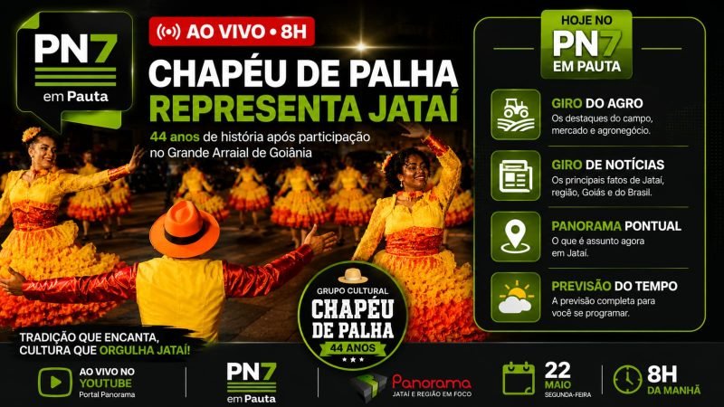 AO VIVO | PN7 em Pauta traz destaques do agro, notícias de Goiás e entrevista com o Grupo Cultural Chapéu de Palha