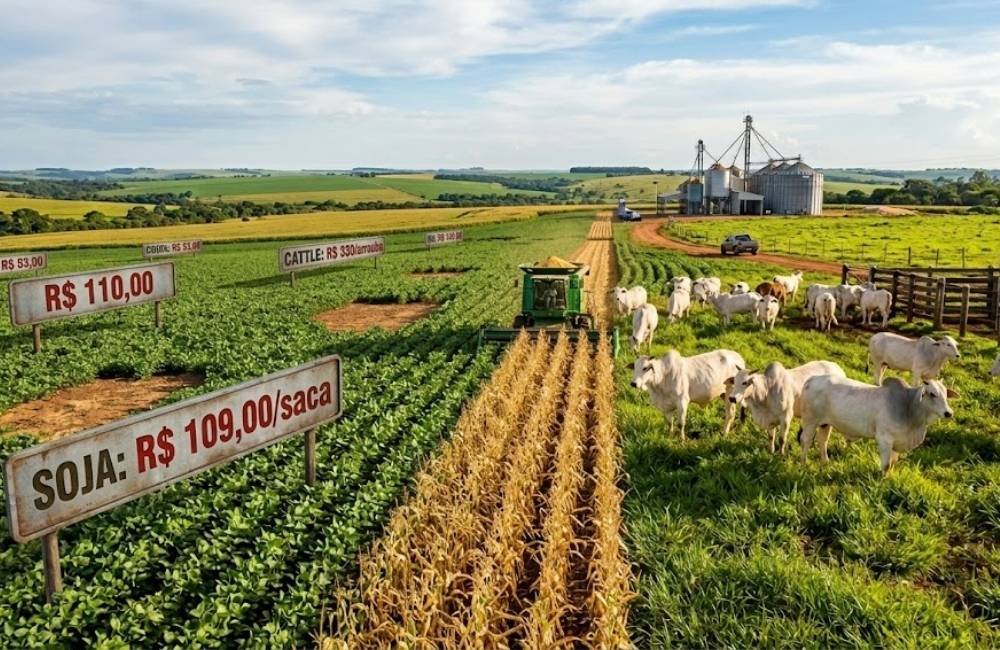 Cotação do agro em Jataí nesta segunda-feira aponta recuo na soja e boi a R$330/@