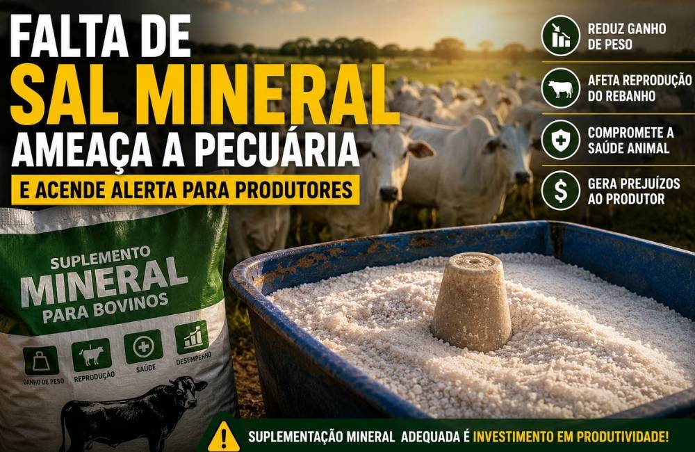 Falta de sal mineral preocupa pecuaristas e pode comprometer produtividade do rebanho