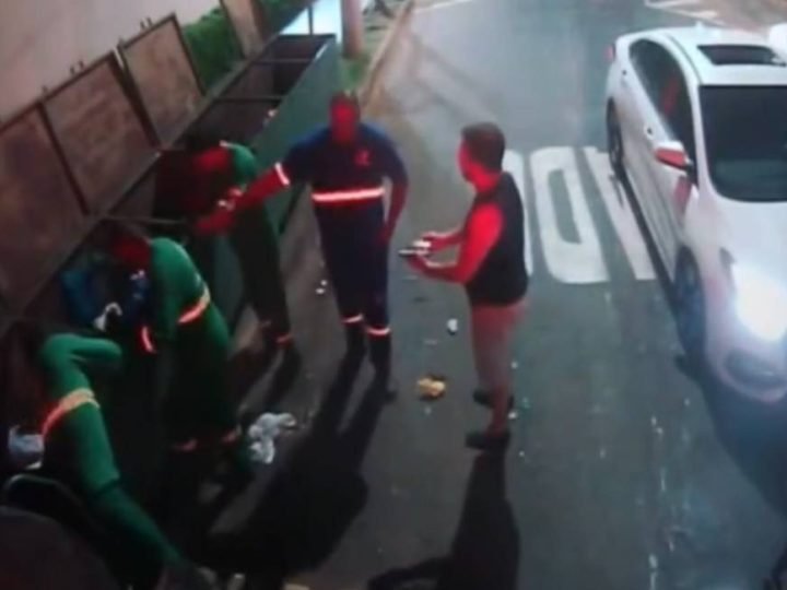 VÍDEO | Perito criminal é flagrado agredindo e ameaçando coletores de lixo em Goiás