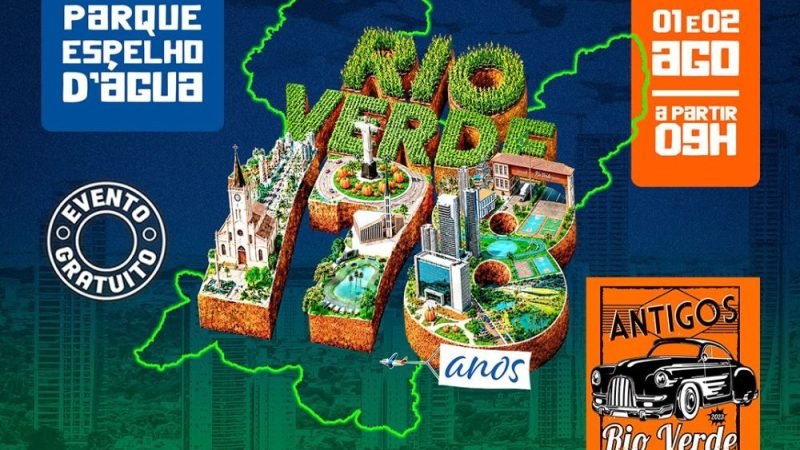 AGENDA | Rio Verde celebra 178 anos com shows, Encontro de Carros Antigos e programação gratuita no Parque Espelho d’Água